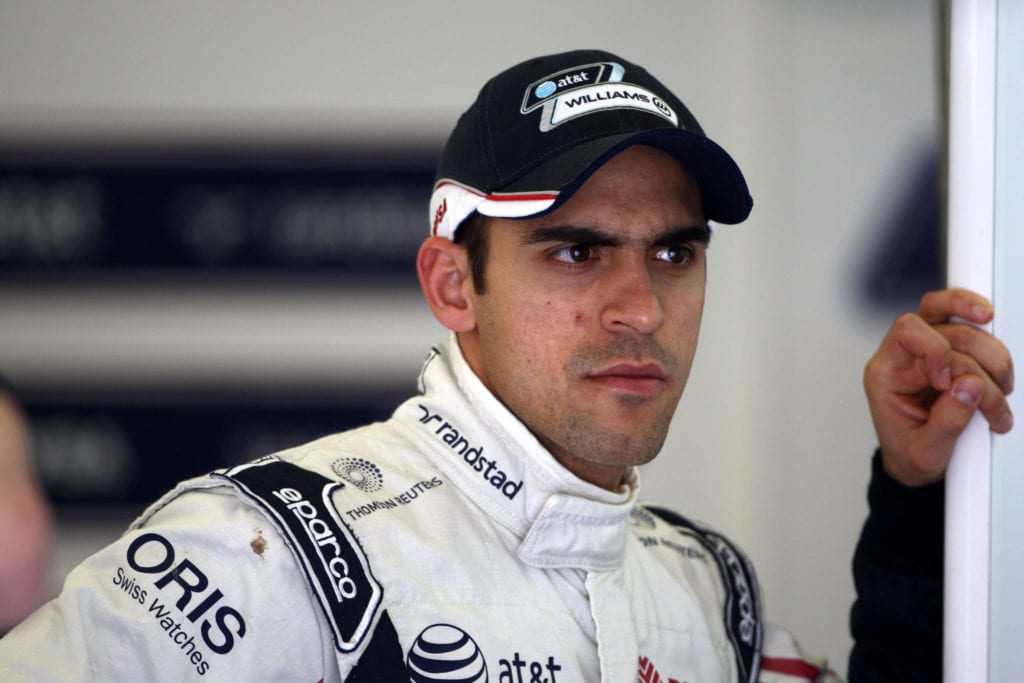 Pastor Maldonado does his best blue steel in the Williams garage © XPB Images