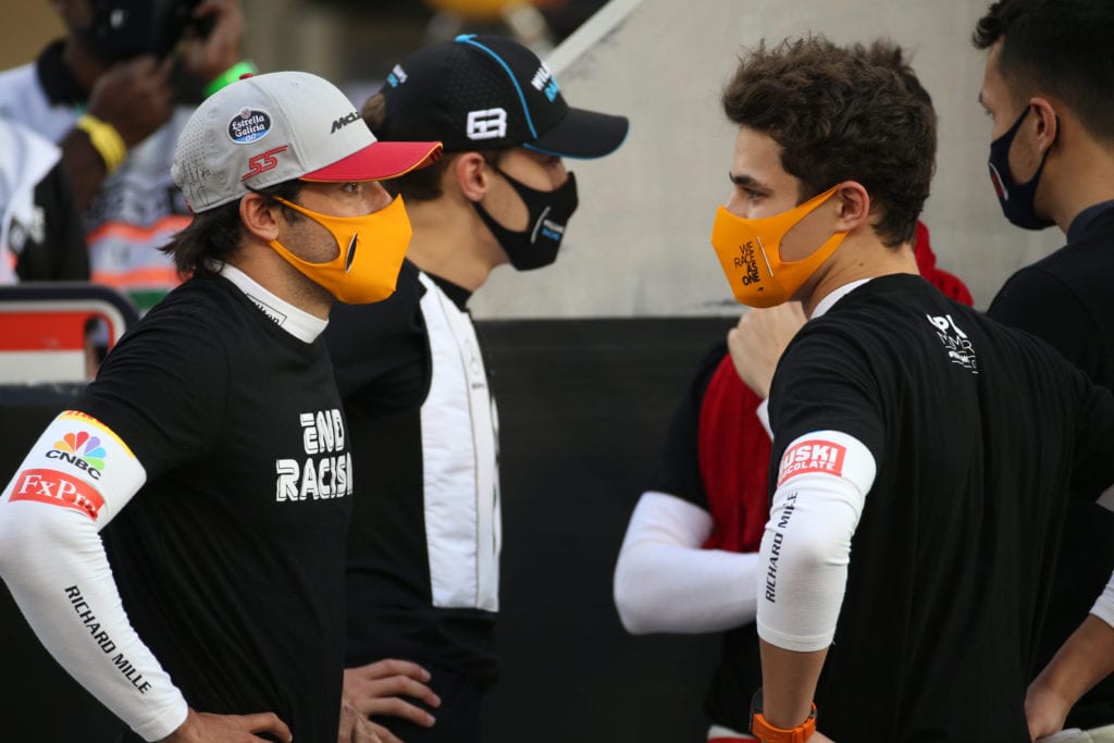 Carlos Sainz Jr and Lando Norris at the 2020 Abu Dhabi Grand Prix © XPB Images